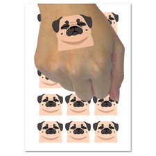 Sleeping Pocket Pug Dog Temporary Tattoo Water Resistant Fake Body Art Set
