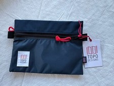 New! NOS Topo Designs Navy Medium Accessory Zip Bag. Blue Canvas. Made In USA.