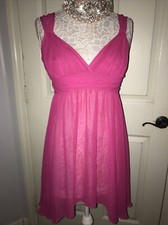 Victorias Secret M Pink Babydoll Full Sweep Chiffon BABYDOLL Gown Nightie MEDIUM