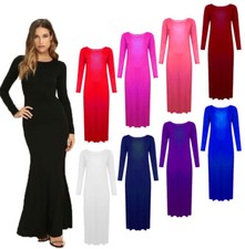 LADIES LONG SLEEVE LONG MAXI DRESS WOMENS PLAIN MAXI JERSEY PLUS UK SIZES 8-26