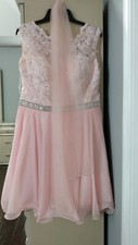 Prom dress for Teen, Soft Pink to Soft Peach, Size 13(XXL) with Scarf