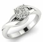 1.11 Ct Near White Round Moissanite Diamond Engagement Ring 925 Silver Size 5