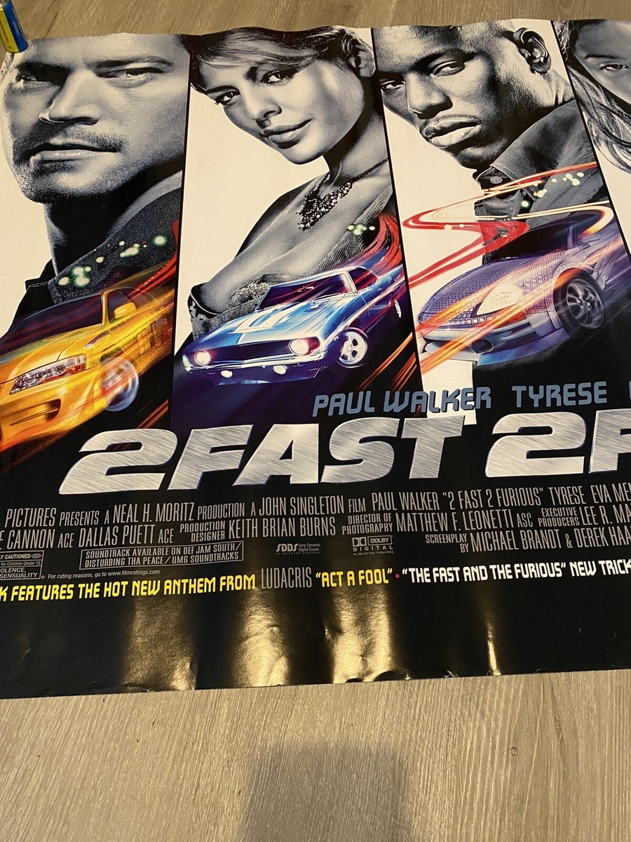 Rare Fast Furious Original Movie Poster 2003 27x40 Single