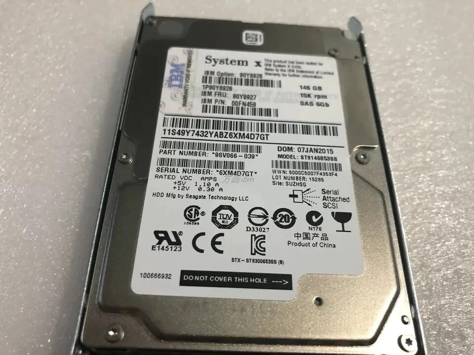 IBM 90Y8926 90Y8927 90Y8930 146G 15K 6GPS SAS 2.5 3650M4 Server Hard Drive - Image 3 of 4