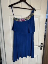 Monsoon One-Shoulder Sequin Party Evening Blue Dress – UK 10