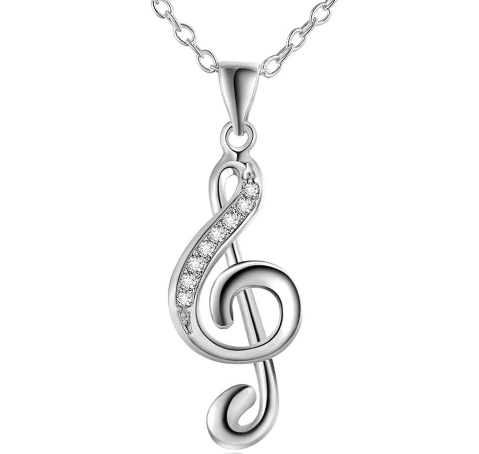 925 Пробы женщин большой 24» ссылка цепочка ожерелье с музыкой подвеска D638 - Изображение 4 из 4