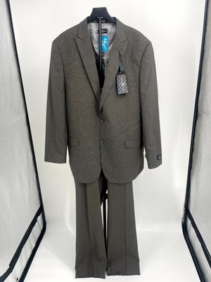 Marc Ecko Cut & Sew 2 Pc Pant Suit Set Mens 48L Brown Lined 2-Button Peak Lapel
