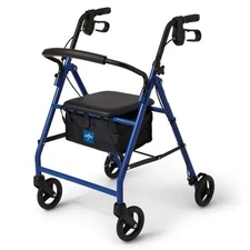 Medline Rollator Walker with Seat Steel Rolling Walker 6-inch Wheels Max 350 Lbs