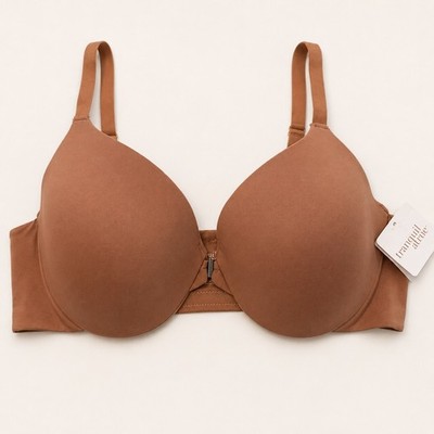 Front Close Underwire T-Shirt Bra 42D NEW Tan Nude Molded Cups Adjustable Straps