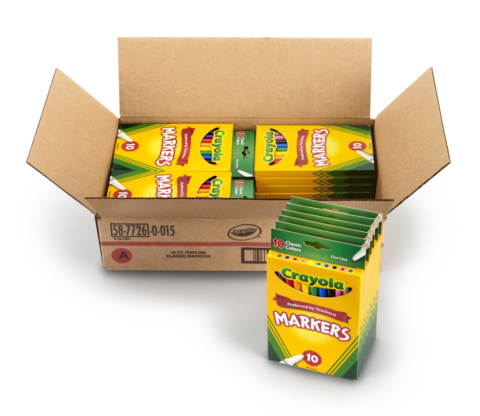 Crayola Classic Fine Line Markers, 10 Count - Case of 24 (24