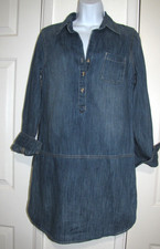 GAP Denim Mini Dress 100%-cotton Collared Pocket Long Sleeve Preppy Wm. XS/S