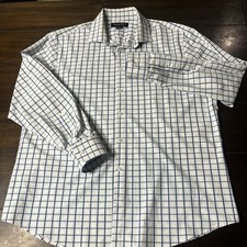 Mizzen  Main Leeward Shirt Men XL Blue Gingham Button Up Large Trim Fit Stretch