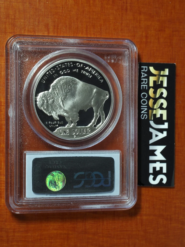 2001 P PROOF SILVER BUFFALO COMMEMORATIVE DOLLAR PCGS PR69 DCAM BLUE LABEL - Image 2 of 2