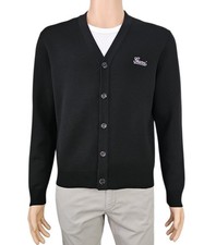 GUCCI Black Script Logo Stretch Double Wool Cardigan XS 1455