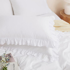 2 Pack White Ruffle Pillowcases Standard Size, 20" X 26" Ruffle Pillow Covers Ul