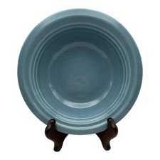 TURQUOISE BLUE STONEWARE SOUP CEREAL BOWL Wide Rim 8" Diameter EUC