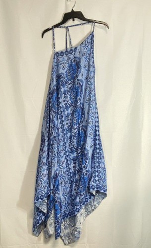 Sandro Damen Maxikleid blau geblümt Asym Größe 38