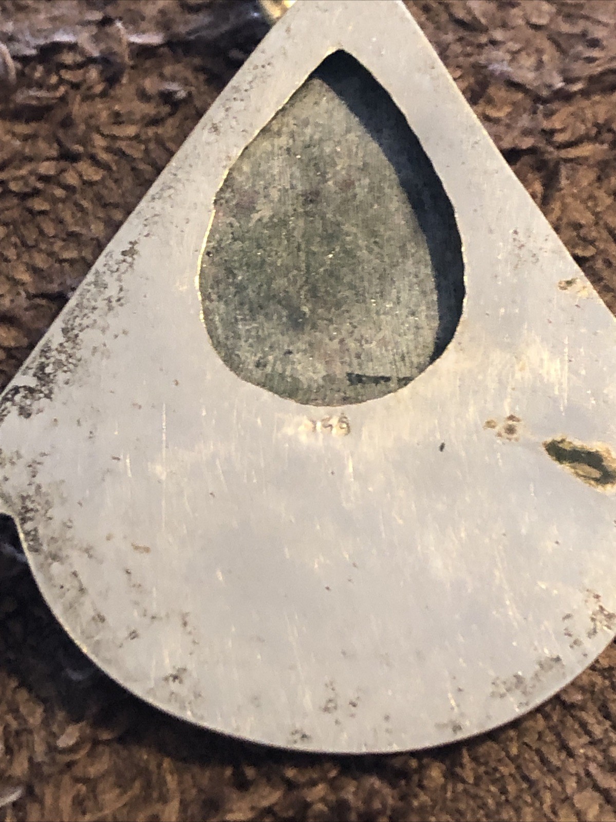 Deco Turquoise Pendant Triangular Shape Marked .9… - image 3