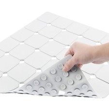 Shower Mat Non Slip 21"x21" Silicone Foldable Bath Mat with Suction Cups Dr...