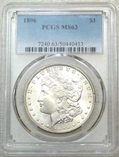 1896 P Morgan Silver Dollar PCGS MS63 Frosty White Luster PQ New Holder #V231F