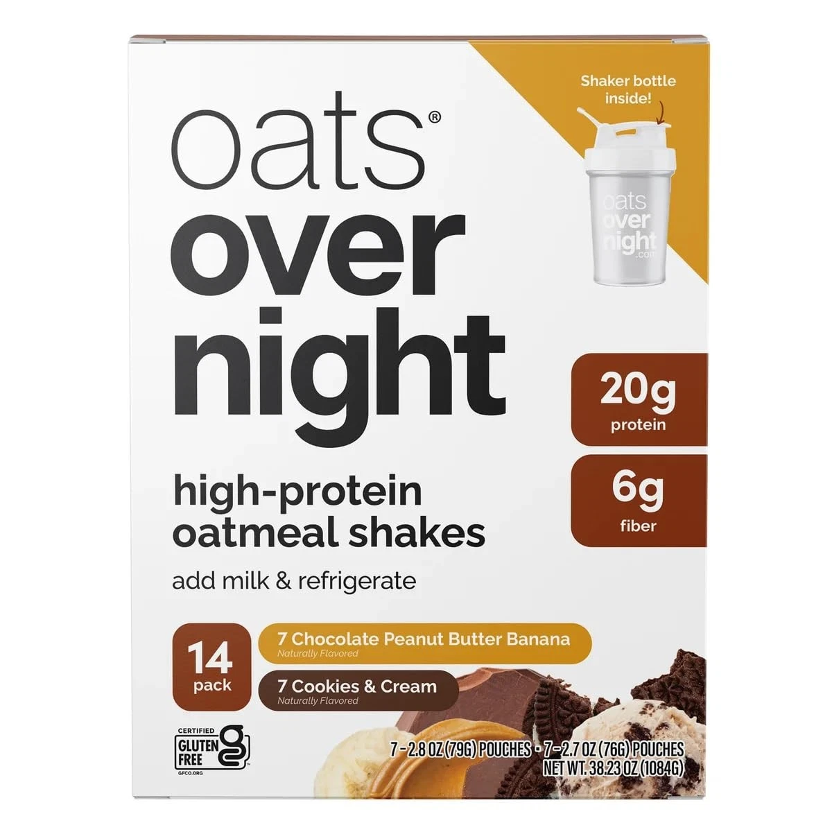 OATS Overnight High-Protein Oatmeal Shakes + Shaker Bottle with Chocolate Peanut
Opens in a new wind