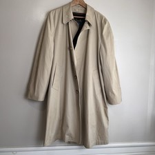 Clipper Mist Vintage Men s All Weather Trench Coat Faux Fur Lining Size 42R