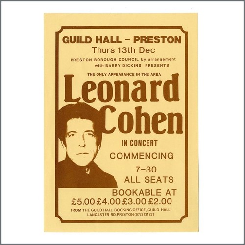 Leonard Cohen Preston Guildhall 1979 Concert Handbill (UK) - 第 1/1 張圖片