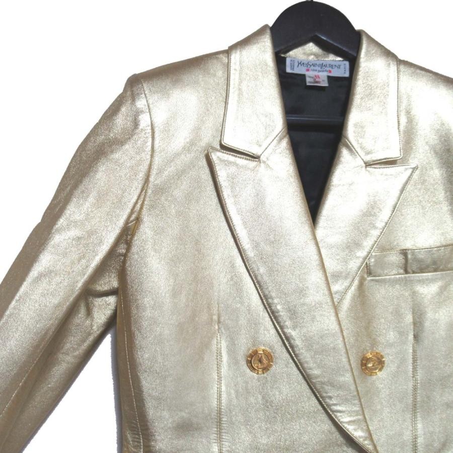 Giacca sartoriale Yves Saint Laurent pelle di agnello bottoni taglia 36 oro made in France