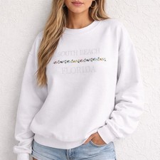 vintage south beach florida embroidered crewneck sweatshirt white M
