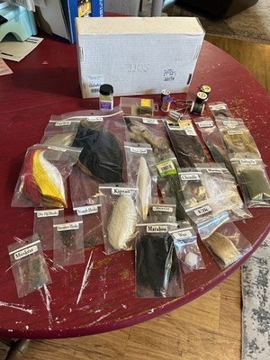 Cabelas Fly Tying Material Kit With Extras Hooks Feathers Thread Peacock Grizzly