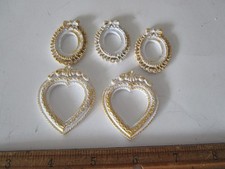 Lot OF 5 DOLLHOUSE MINIATURE Antique White Picture Painting Frames 1/12 1/24