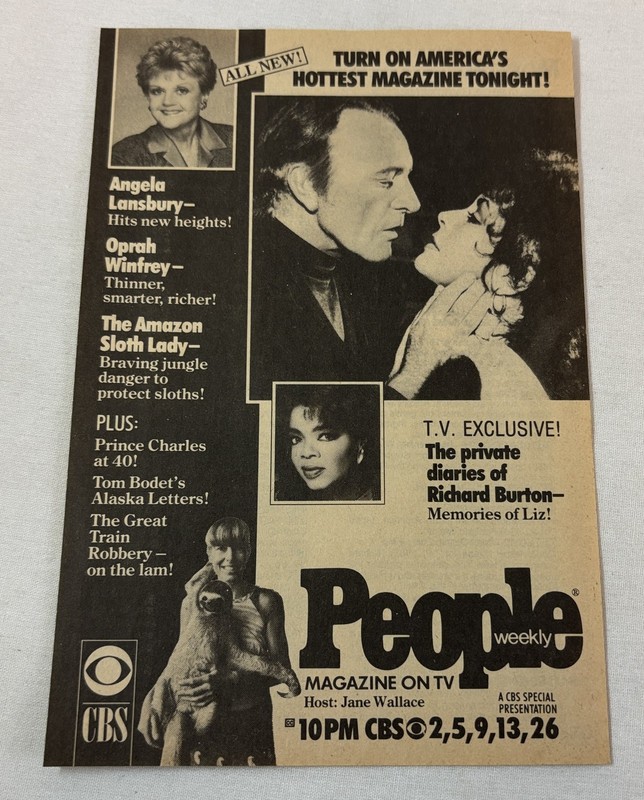 1988 CBS tv ad~PEOPLE Angela Lansbury, Liz Taylor, Richard Burton, Oprah Winfrey