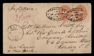 DR WHO 1892 MEXICO 10C 10C LA UNION GUERRERO TO ENGLAND w33961