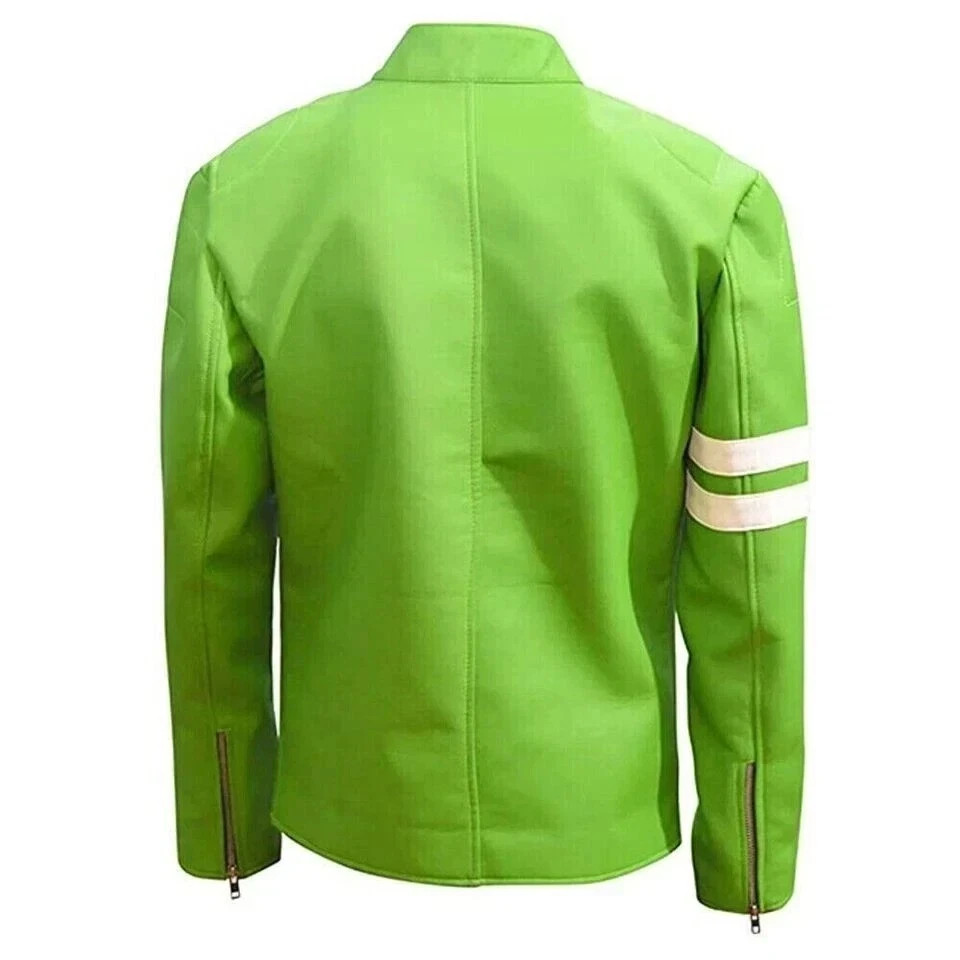 New Ben 10 Alien Swarm Stylish Green Synthetic Leather Jacket Halloween Costume image 2