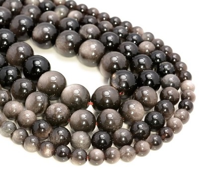  Genuine Silver Obsidian Gemstone AAA Round 6mm 8mm 10mm 12mm Loose Beads (A264)