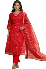 Women's Kota Doriya Tunic Kurta Set Indian Bollywood Ethnic Kurti Pant Set Dress