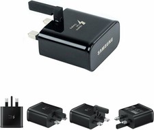 Genuine Samsung EP-TA200 Adaptive Fast Charger UK 3 Pin Wall Plug Black Original