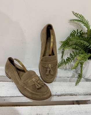 Monsoon Accessorize Taupe Echtleder Wildleder Quaste Halbschuhe Schuhe UK 8 41