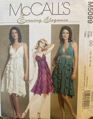 Sewing Pattern #5099 Evening Elegant Dress Size 12-18 Factory Fold