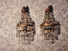 antico 1 paio applique applique bronzo oro cristallo barocco franco 1900 ca.