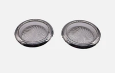 Vintage Park Sherman Beaded Silverplate & Pressed Glass Coasters - Set of 2
