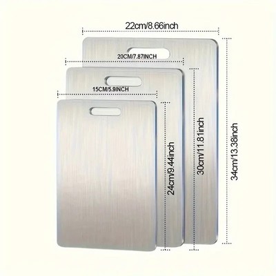 3pcs Stainless Steel Cutting Board Set   Rust-Resistant Durable Easy Clean Kitch