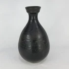 P0938b: Korean porcelain flower vase with blackish glaze called KURO-GORAI