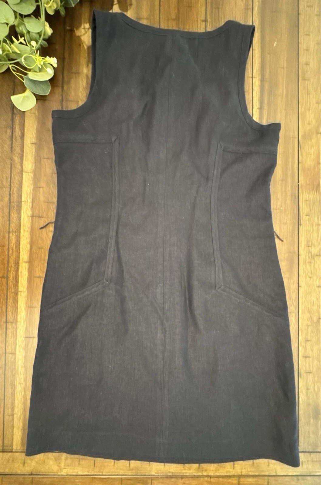 Abito tubino lino blu navy taglia 12 Michael Kors oro zip canotta senza maniche ginocchio