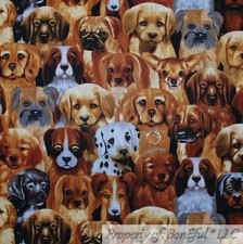 BonEful Fabric FQ Cotton Quilt Brown Variety Mixed Dog Breed Puppy Baby Girl Boy