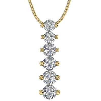 Rundschliff Diamant VS1 F 0,65 Karat Krappenfassung Reise Anhänger 14K Gelbgold