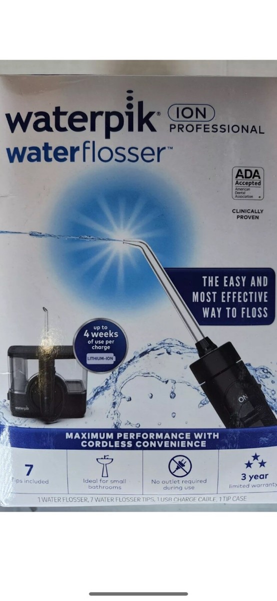Waterpik ION Professional Cordless Water Flosser Tees Cleaner Rechargeable and Portable%Ecma%Ecma%1 Count White Waterpik™ ION Countertop Cordless Water Flosser