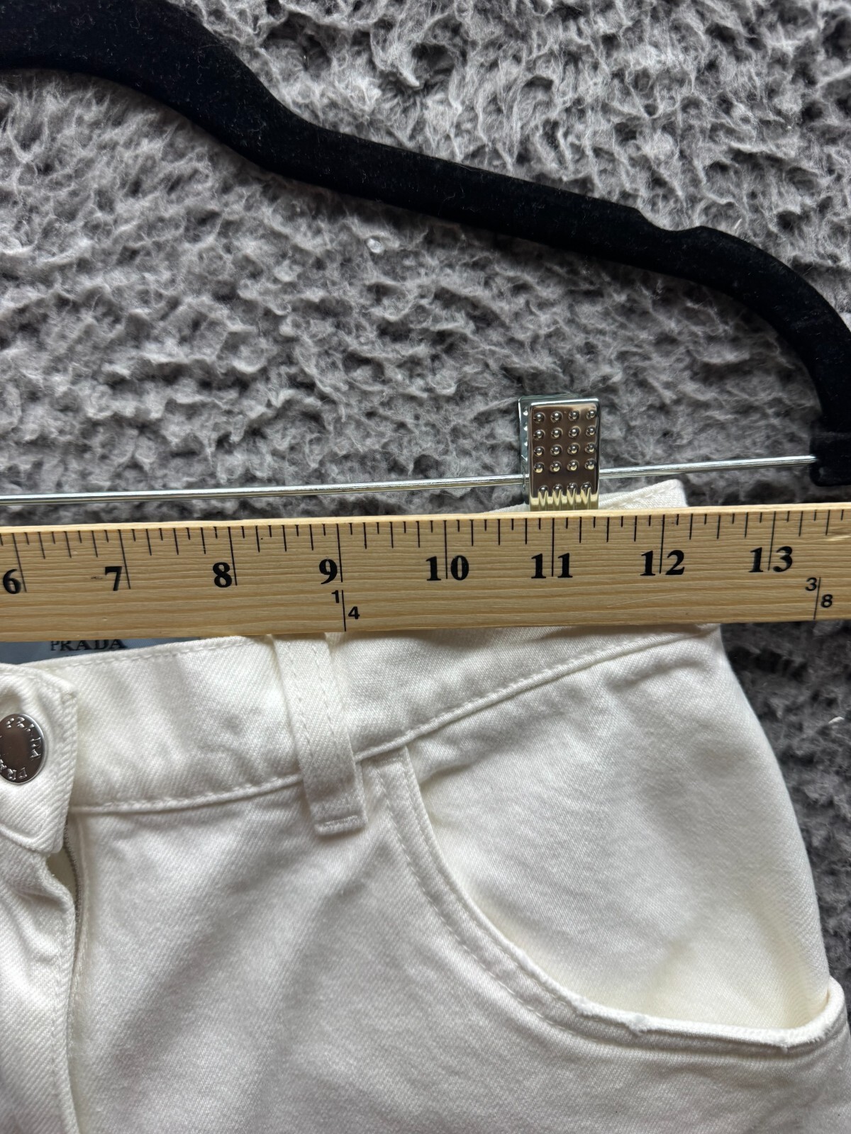 Prada Womens Ivory High Rise Minimalist Classic wide leg flare Fit Jeans Size 25 thumbnail 16