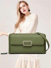 FY Girls Crossbody Wallet Handbag Purse Bag with Phone Pocket, Olive Green New