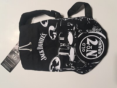 Jack Daniels Old No.7 Brand 1.75L Sling Sack Cinch Bag-Drum Set Design - Black
